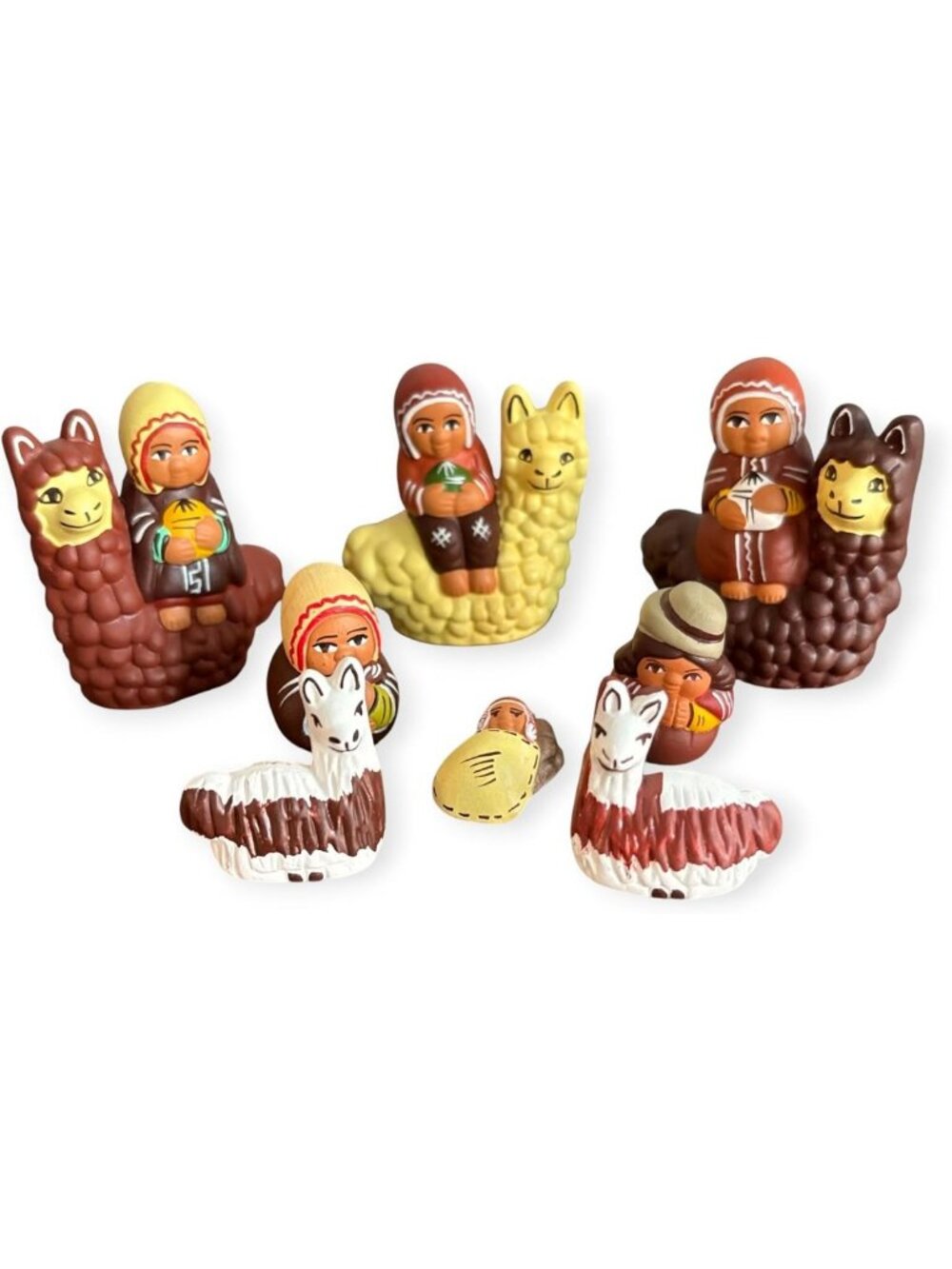 Handmade Ceramic Llama Nativity Scene | Ethnic Folk Christmas Decor | Holiday